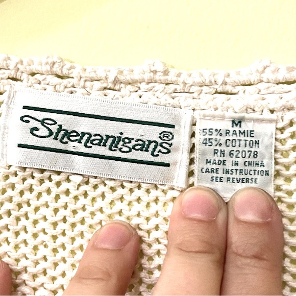 Vintage cotton / ramie sweater Aran style sweater - Picture 7 of 11